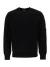 Lens Wappen Classic Crew Neck Wool Knit Top Black - CP COMPANY - BALAAN 2