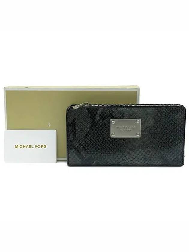 MMCA02C Python pattern silver square plate logo decoration long wallet - MICHAEL KORS - BALAAN 1