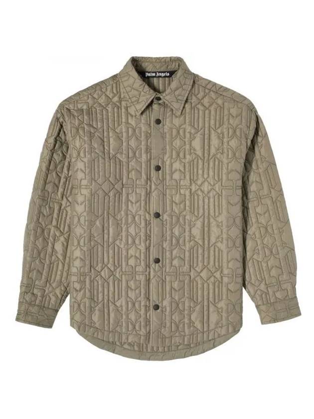 Monogram Quilted Overshirt Green PMEA251E23FAB0015610 - PALM ANGELS - BALAAN 1