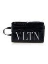 VLTN Logo Print Leather Pouch Bag Black - VALENTINO - BALAAN 2