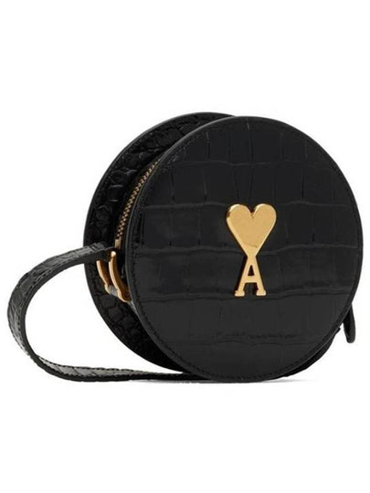 Round Paris Heart Logo Cross Bag Black - AMI - BALAAN 2