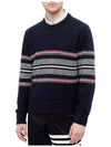 Seasonal Birdseye Jacquard Knit Top Navy - THOM BROWNE - BALAAN 3