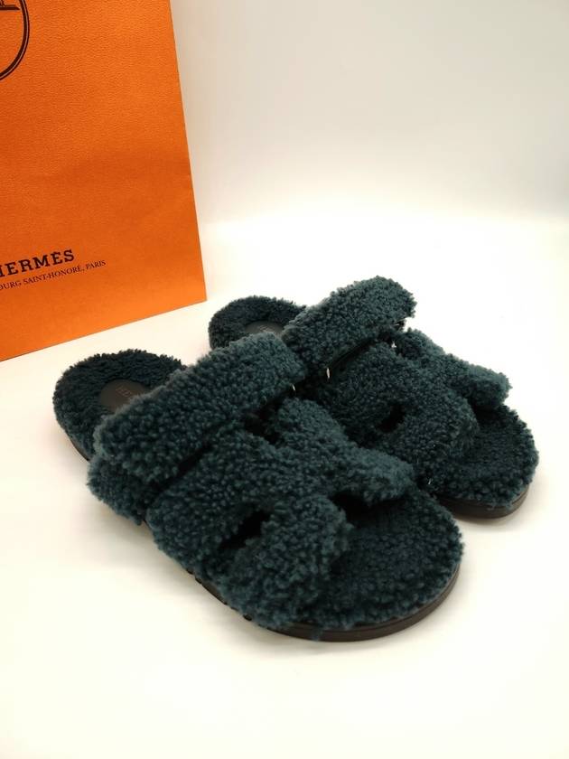 Chypre Wool Sandals Vert Anglais - HERMES - BALAAN 4