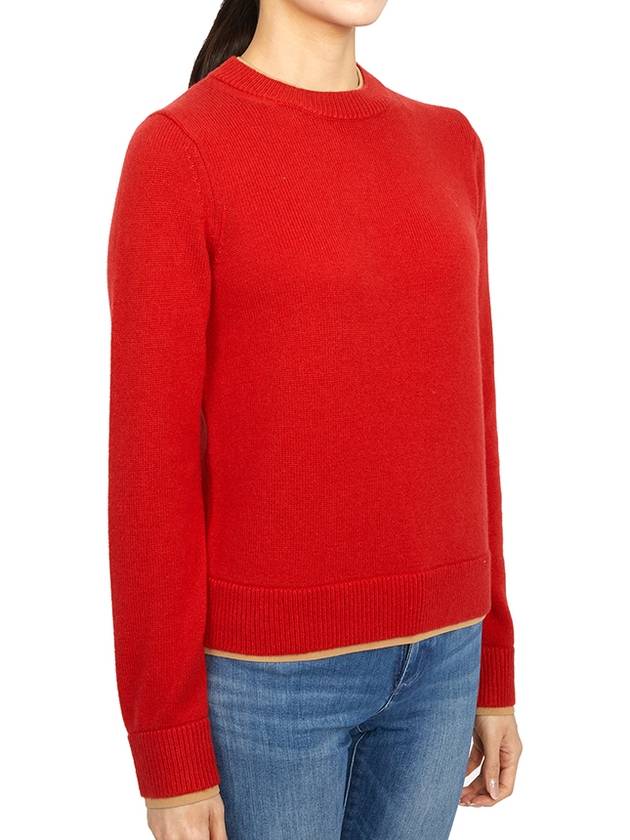 Double Layer Cashmere Crewneck Knit Top Red - TORY BURCH - BALAAN 4