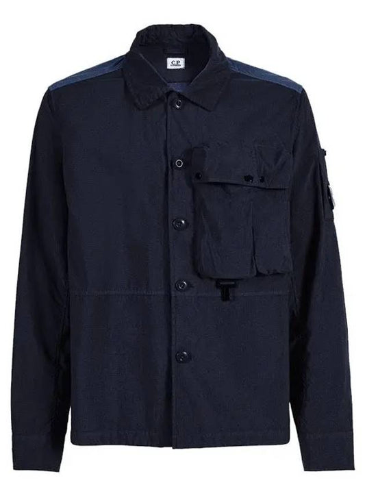 Men's Lens Wappen Tyrone Overfit Long Sleeve Shirt Jacket Navy - CP COMPANY - BALAAN 2