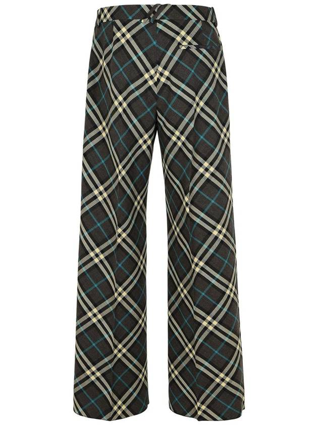 Burberry 'Check' Brown Wool Blend Trousers - BURBERRY - BALAAN 3