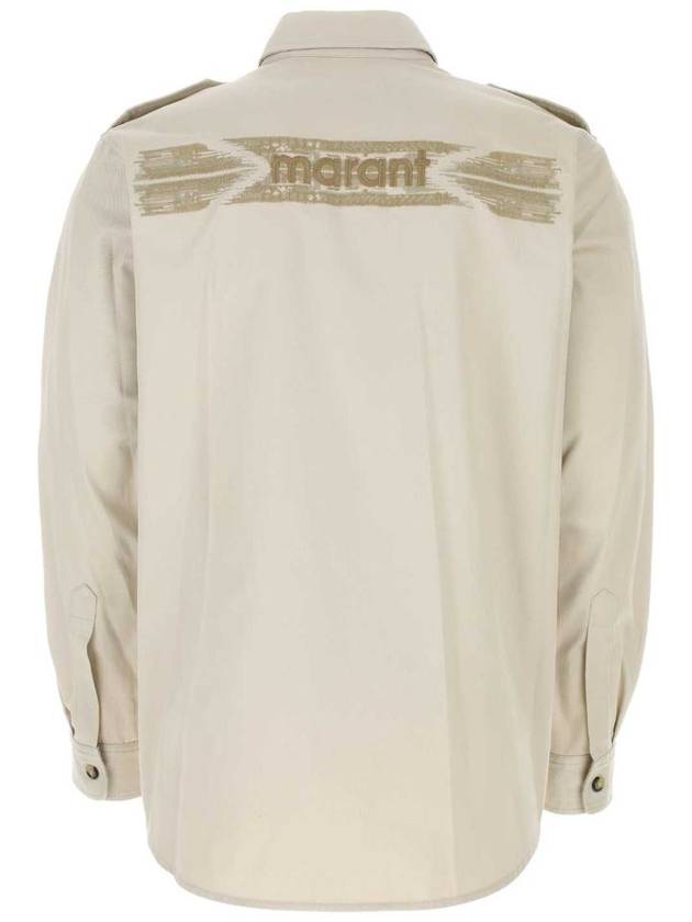 Embroidered Logo Flap Pocket Long Sleeve T-Shirt Beige - ISABEL MARANT - BALAAN 3