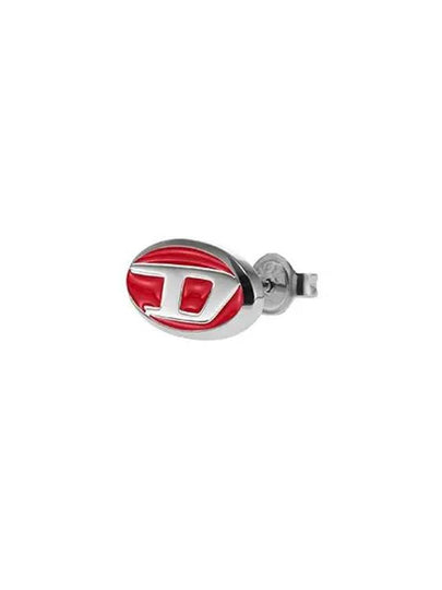 D Logo Stud Stainless Steel Earrings Red - DIESEL - BALAAN 2