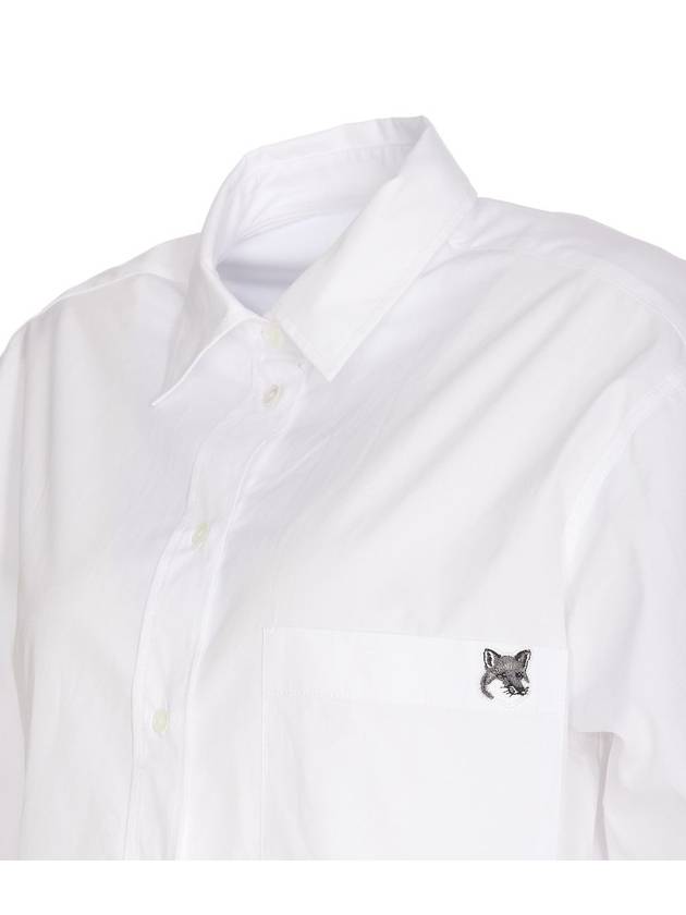 Chest Pocket Foxhead Patch Cotton Poplin Casual Shirt White - MAISON KITSUNE - BALAAN 3