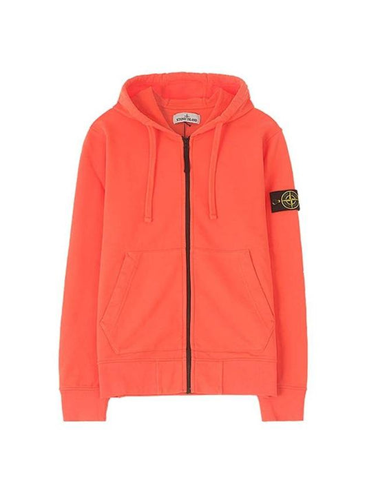 Wappen Patch Pocket Zip Up Hoodie Orange - STONE ISLAND - BALAAN 1