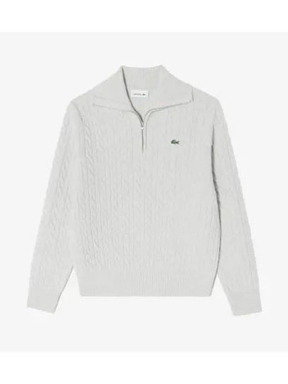 Women s cable half zip up sweater ivory - LACOSTE - BALAAN 1