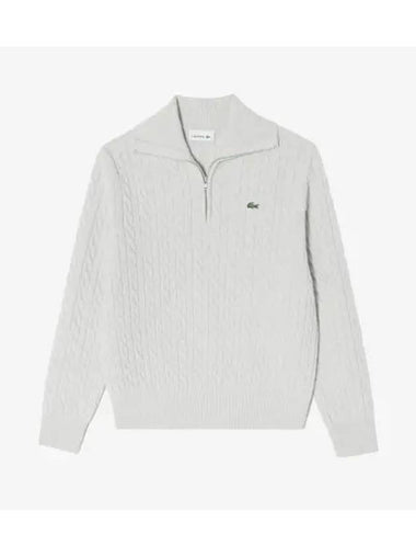 Women s cable half zip up sweater ivory - LACOSTE - BALAAN 1