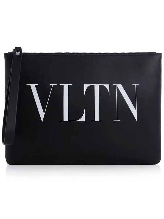 VLTN Logo Garavani Zipper Clutch Bag Black - VALENTINO - BALAAN 2