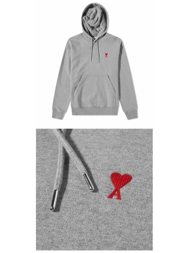 Small Heart Logo Cotton Hoodie Grey - AMI - BALAAN 5