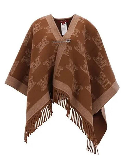 Fringe Logo Wool Cape Brown - MAX MARA - BALAAN 2