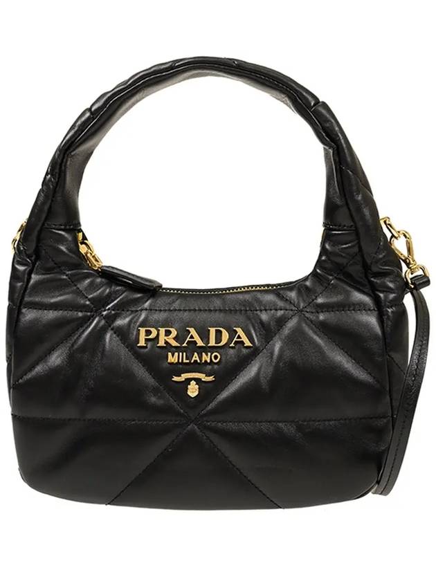 Nappa Leather Mini Bag with Topstitching Black - PRADA - BALAAN 3