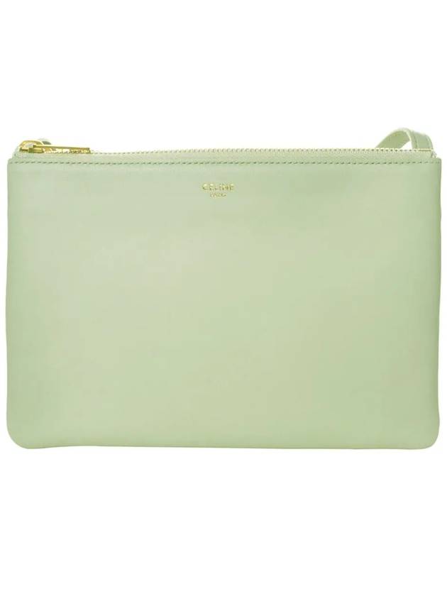 Trio Medium Lambskin Shoulder Bag Light Green - CELINE - BALAAN.