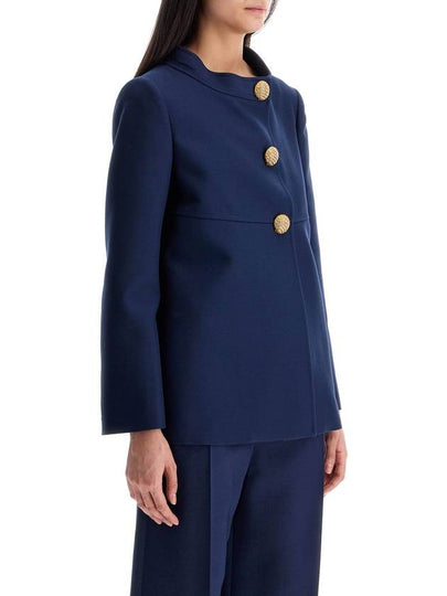 slim indigo silk jacket with golden buttons - VALENTINO - BALAAN 2