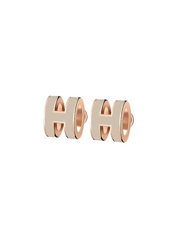 Mini Pop-Ache H Earrings Rose Gold Marron Glacec - HERMES - BALAAN 1