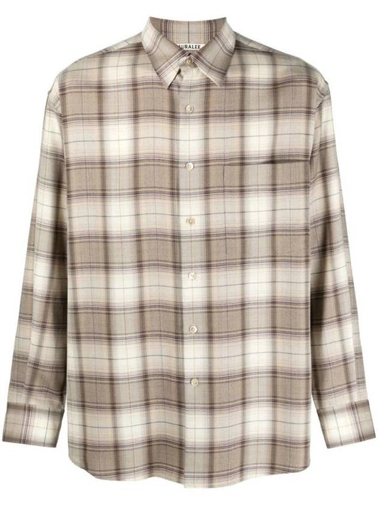 Super Light Wool Check Long Sleeve Shirt Light Brown - AURALEE - BALAAN 1