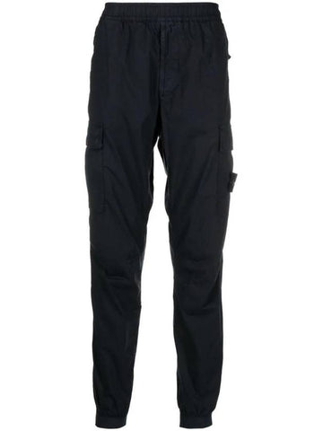 Stretch Cotton Tela Paracadute Cargo Straight Pants Navy Blue - STONE ISLAND - BALAAN 1