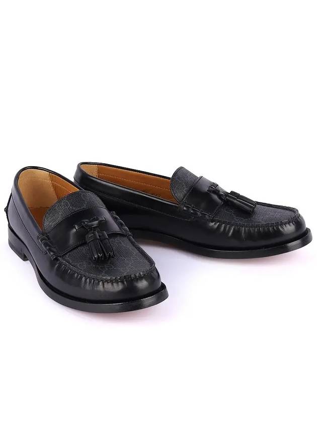 Tassel GG Supreme Canvas Leather Loafers Black - GUCCI - BALAAN 2