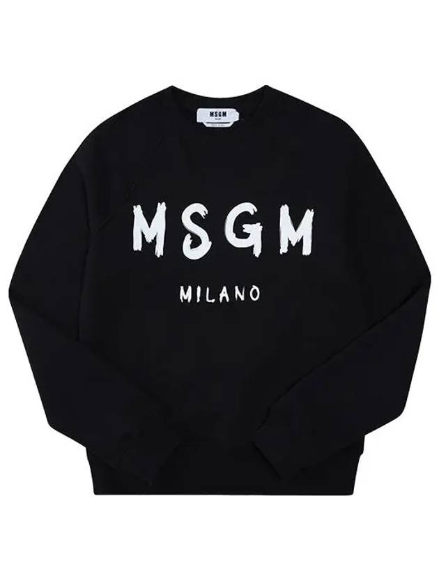 Women's Brushed Logo Crew Neck Sweatshirt Black - MSGM - BALAAN 3