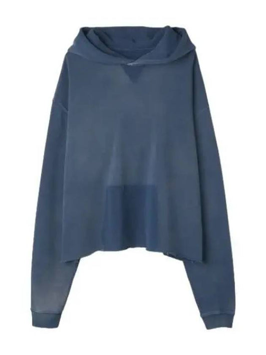Organic Cotton Logo Hooded Blue Sweatshirt - MAISON MARGIELA - BALAAN 1
