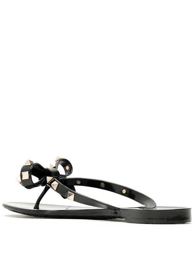 Garavani Rockstud Bow Flip Flops Black - VALENTINO - BALAAN 5