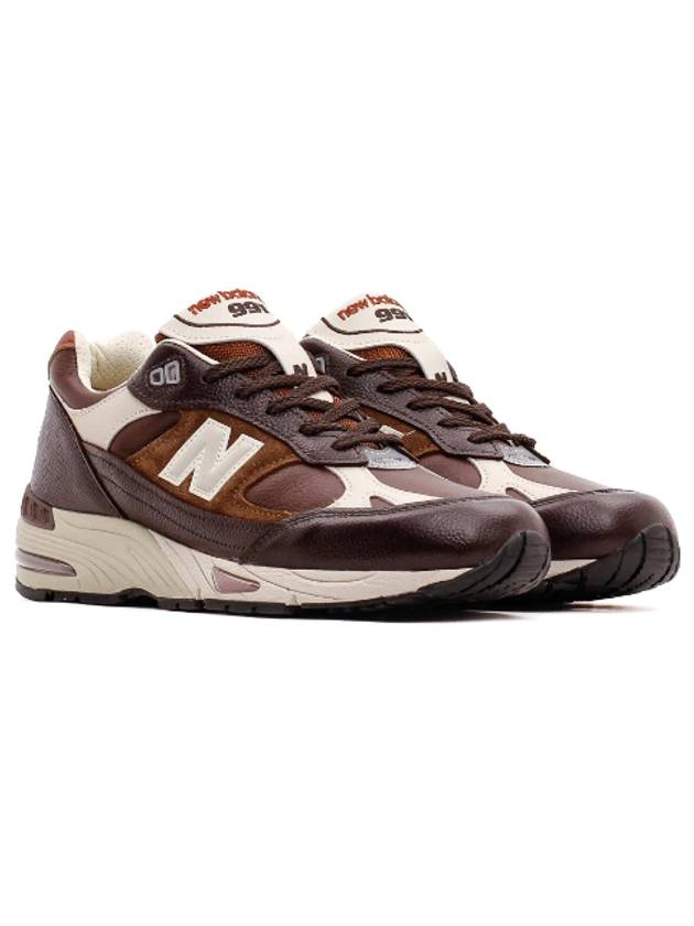 991 Made in UK Earth French Leather Low Top Sneakers Brown - NEW BALANCE - BALAAN 3