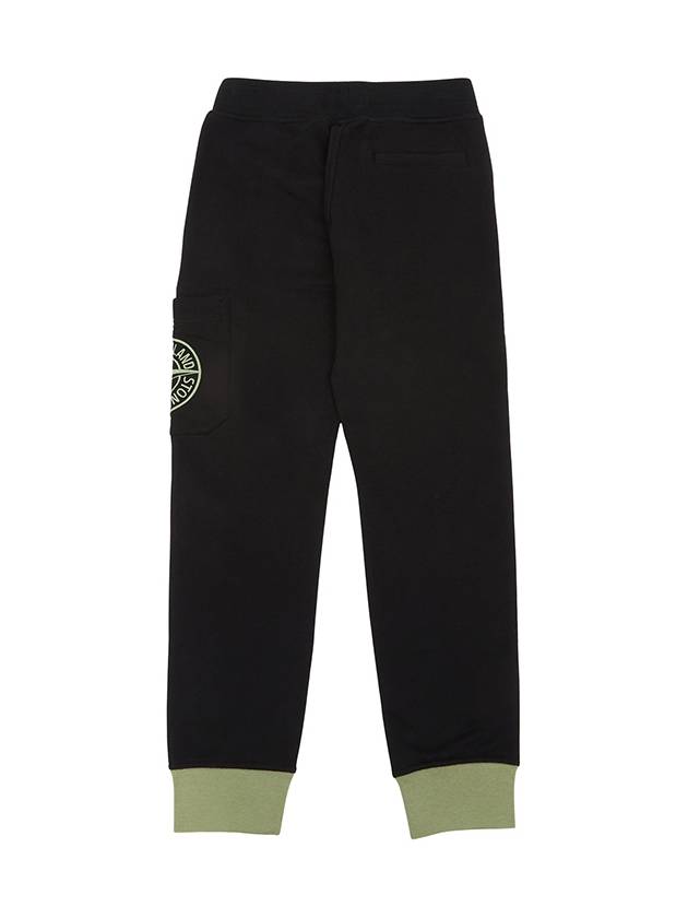 Kids Cotton Fleece Track Pants Black - STONE ISLAND - BALAAN 3