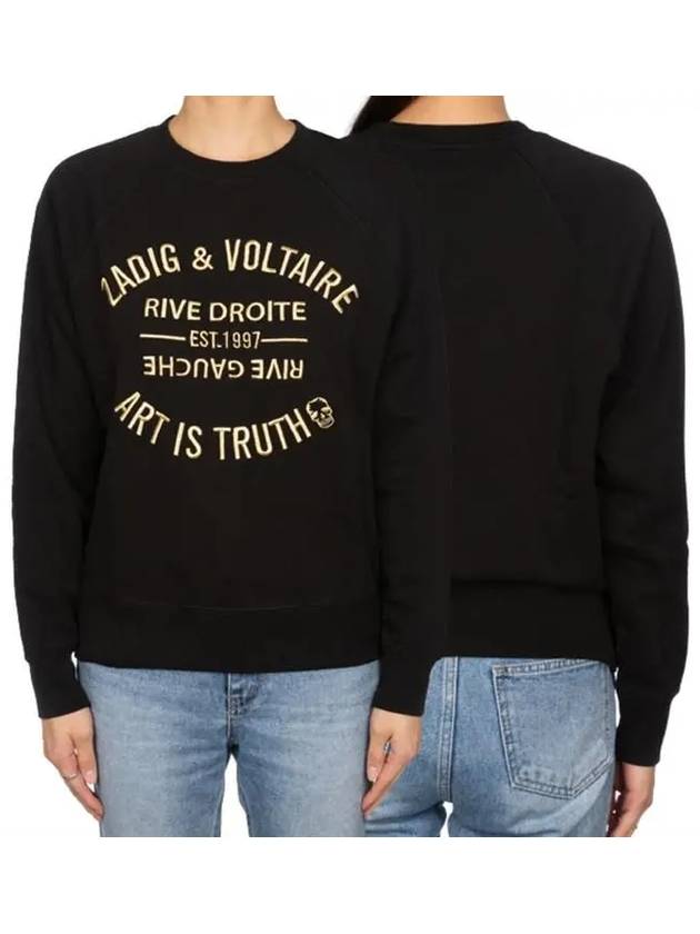 Logo brushed sweatshirt black SJTS7106F - ZADIG & VOLTAIRE - BALAAN 1