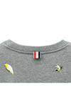 Embroidered Crew Neck Cotton Sweatshirt Grey - THOM BROWNE - BALAAN 6