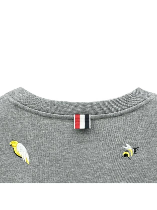 Embroidered Crew Neck Cotton Sweatshirt Grey - THOM BROWNE - BALAAN 6