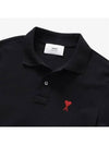 Heart Logo Polo Shirt Black - AMI - BALAAN 5