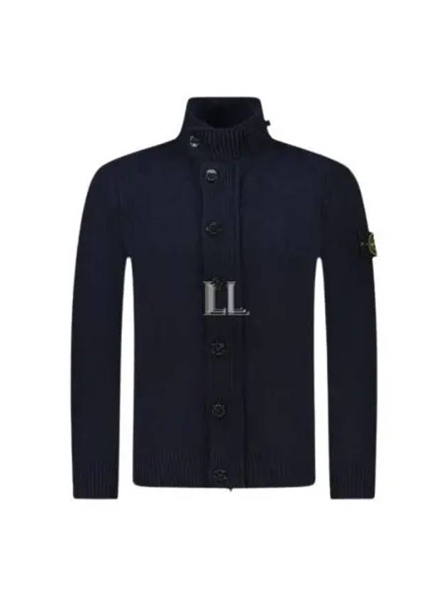 Wappen High Neck Button Up Wool Cardigan Navy - STONE ISLAND - BALAAN 2