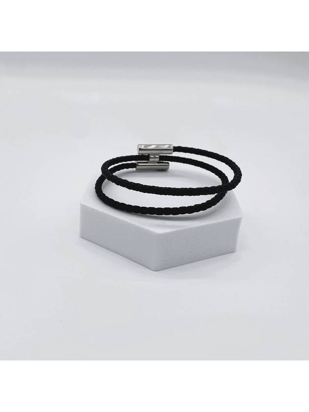 Tunis Tresse Palladium Bracelet Noir - HERMES - BALAAN 3