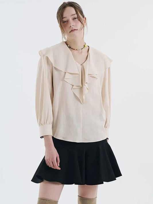 8part frill collar linen blend blouse beige 0005A - VOYONN - BALAAN 2