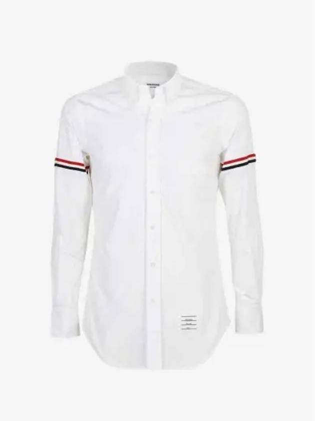 Men's Poplin Grosgrain Armband Classic Long Sleeve Shirt White - THOM BROWNE - BALAAN 3