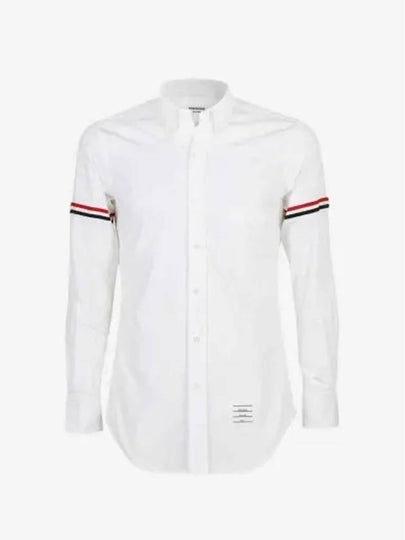 Men's Poplin Grosgrain Armband Classic Long Sleeve Shirt White - THOM BROWNE - BALAAN 2