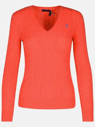 Kimberly Embroidered Pony Logo Cable Sweater Coral - POLO RALPH LAUREN - BALAAN 1