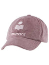 Tyron Embroidered Logo Corduroy Ball Cap Lilac - ISABEL MARANT - BALAAN 6