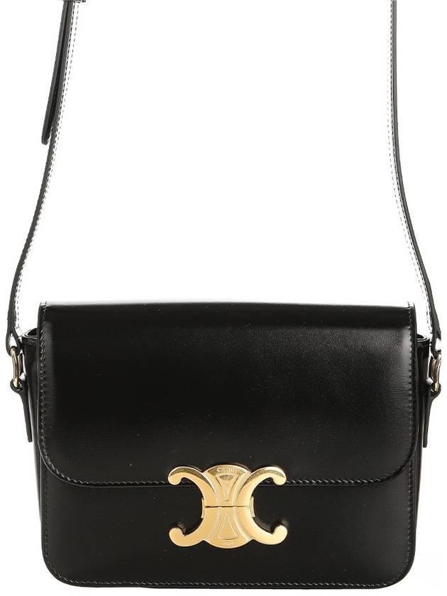 Teen Triomphe Shiny Calfskin Cross Bag Black - CELINE - BALAAN 2