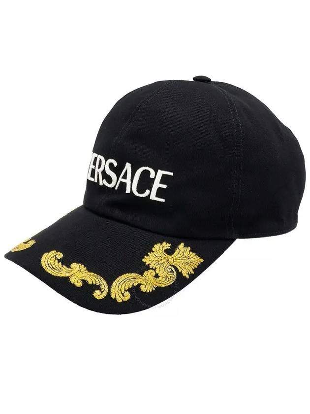 Logo Baroque Ball Cap Hat Black ICAP004 A233168 A1008 - VERSACE - BALAAN 1