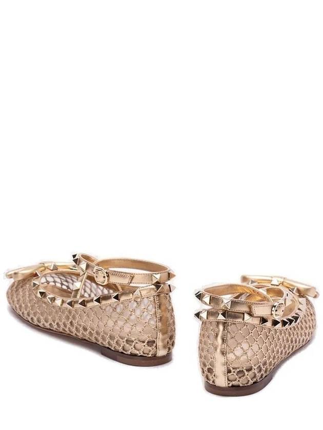 VALENTINO ROCKSTUD BALLET FLAT IN MESH AND TONAL S - VALENTINO - BALAAN 3