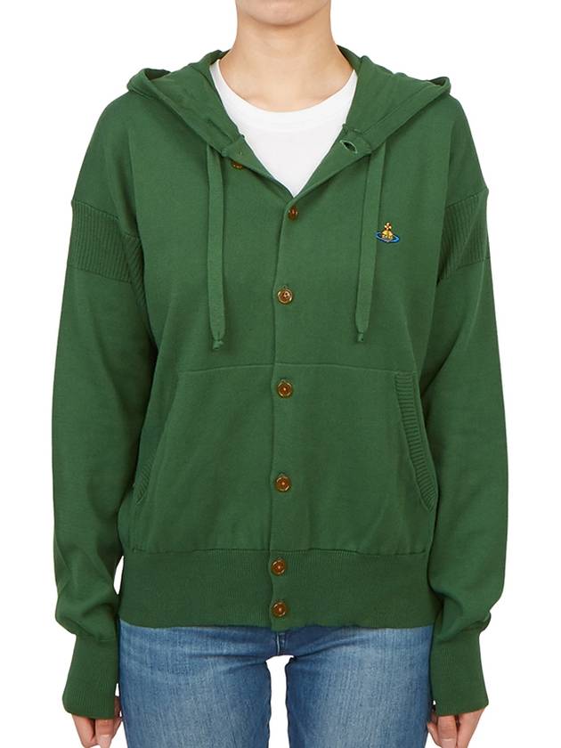 Embroidered Logo Hoodie Cardigan Green - VIVIENNE WESTWOOD - BALAAN 5