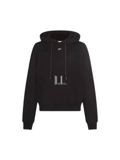 Logo Print Cotton Hoodie Black - OFF WHITE - BALAAN 2