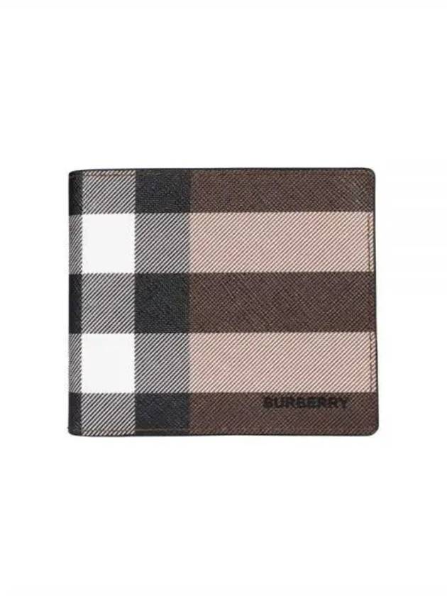 Check Leather International Bifold Wallet Dark Birch Brown - BURBERRY - BALAAN 2