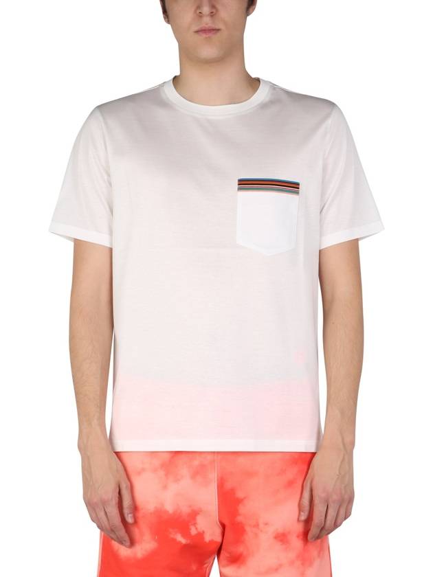 Signature Striped Pocket Short Sleeve T-Shirt White - PAUL SMITH - BALAAN 2