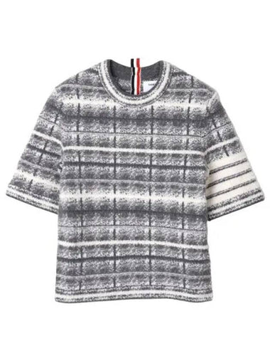 Merino and mohair bar crewneck t shirt knit - THOM BROWNE - BALAAN 1